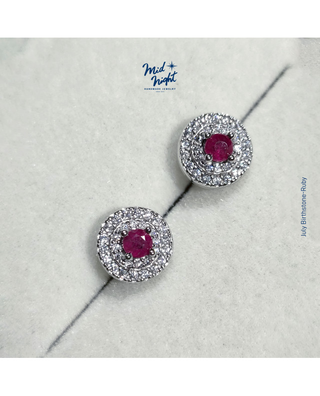 July Birthstone-Ruby Classic Earrings